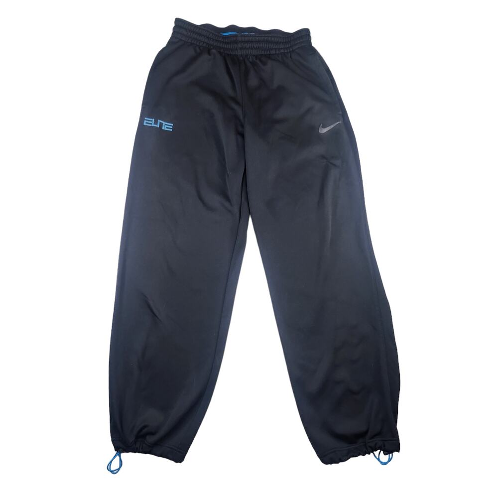 Nike Sweatpants Mens Medium Black Blue Elite Thermafit Elastic Waist Drawstring